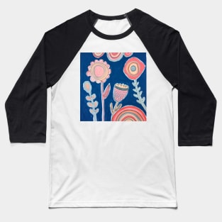 Blue florals Baseball T-Shirt